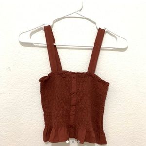 kendall and kylie smocked burgundy top